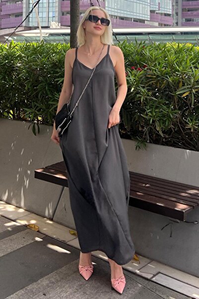 Madmext Strappy Smoked Oversize Μακρύ Φόρεμα - MG2038