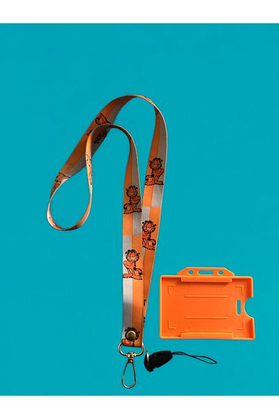 Staffy Orange Garfield Theme Collar Rope and Card Holder