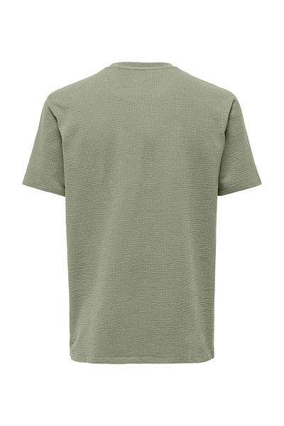 Only & Sons Ανδρικό κοντομάνικο μπλουζάκι Onskıan Life Reg Seersuck Green
