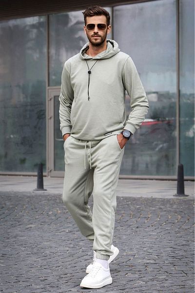 Madmext Σετ γυμναστικής Mint Green Hooded Basic 5908