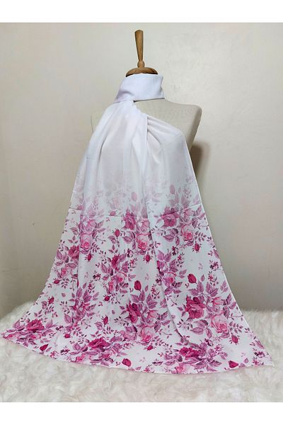 REMOMODA Patterned Chiffon Shawl Floral Model