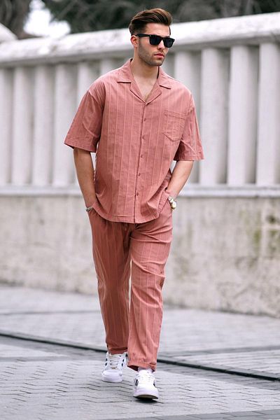 Madmext Men's Camel Shirt-Pants Set 5936