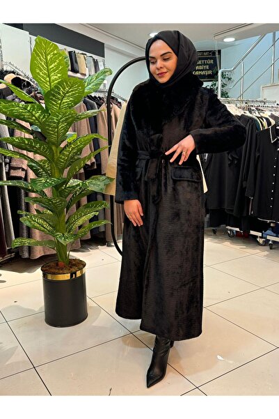 perfectmegastore Zühre Yaka Kürk Detaylı Angora Kaban-13620
