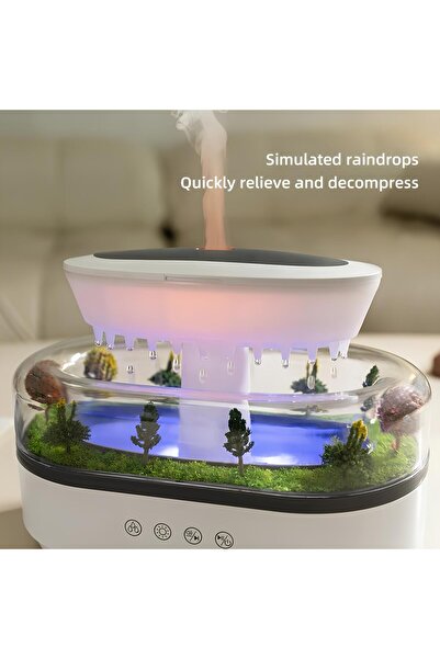 LENSUN NOMTEKNO/ORMAN HAVA NEMLENDİRİCİ Yağmur Damlası Aromaterapi Difüzörü 7 Renk ışık görünümlü