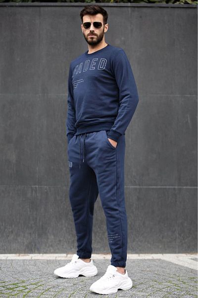Madmext Ανδρική αθλητική φόρμα Navy Blue printed 4679