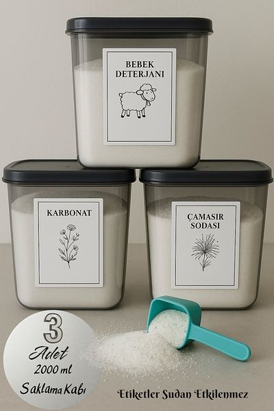 Dem Home Δοχείο αποθήκευσης απορρυπαντικού 3' Anthracite 2000 Ml Carbonate and Laundry Soda, Baby Detergent Box
