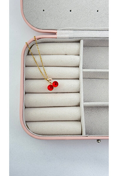 lilith accesuary حجر الزركون الأحمر، قلادة الكرز، قلادة فولاذية، مع صندوق هدايا