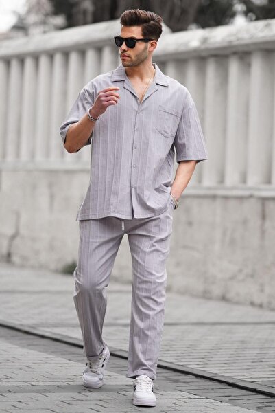 Madmext Men's Gray Shirt-Pants Set 5936