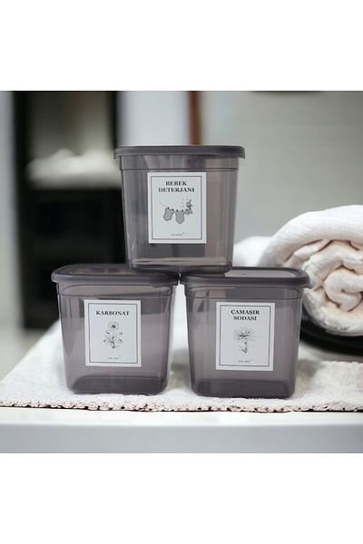 Dem Home Δοχείο αποθήκευσης απορρυπαντικού 3' Anthracite 2000 Ml Carbonate and Laundry Soda, Baby Detergent Box