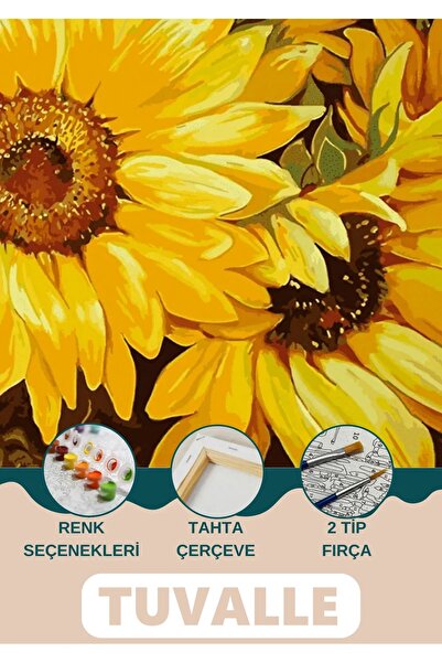 Tuvalle Papatya Sayılarla Boyama Seti, Hobi Seti, 40X50 Tablo, Fırça Boya Asm...