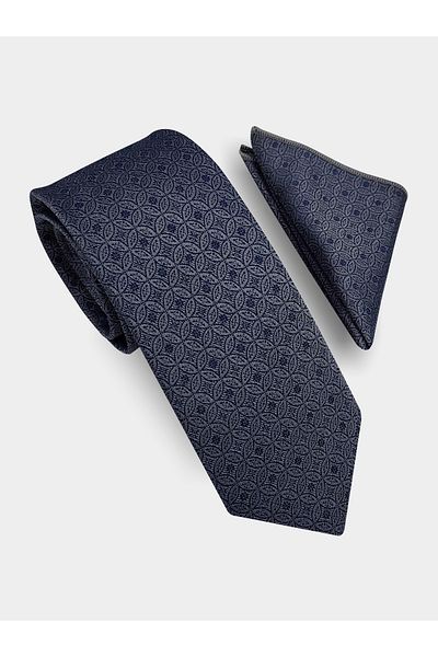 Milleniva Mosaic Pattern Gray Tie & Handkerchief