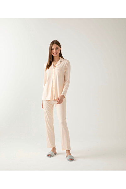 İpek Γυναικείο σετ πιτζάμες με μακρυμάνικο μπροστινό κουμπί