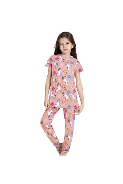 Yağmur Giyim Elmkp Pomegranate Flower Pattern Girls Pajamas Sets 3-10 Years 4101