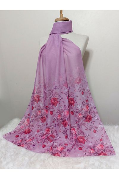 REMOMODA Patterned Chiffon Shawl Floral Model