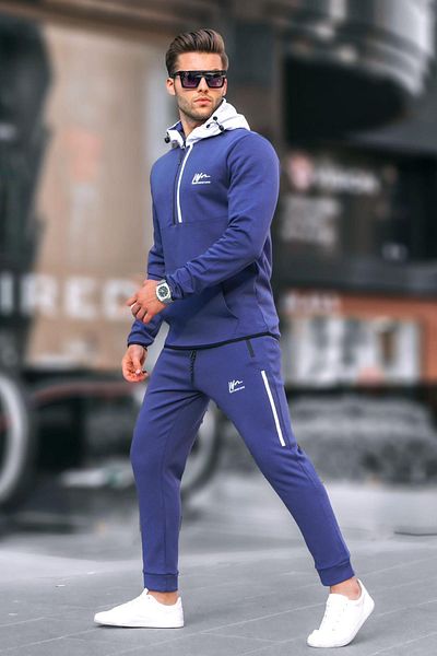 Madmext Σετ ανδρικής φόρμας 6843 με κουκούλα Navy Blue