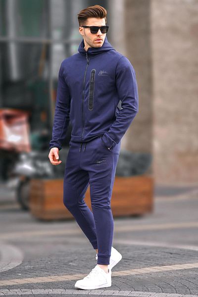 Madmext Σετ ανδρικής φόρμας Regular Fit με εμπριμέ γαλάζιο χρώμα