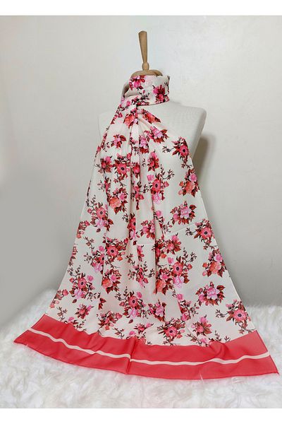 REMOMODA Patterned Chiffon Shawl Floral Model