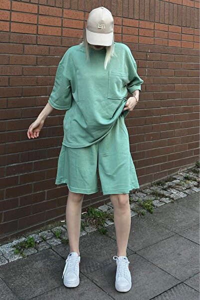 Madmext Menta zöld rövid ujjú rövidnadrág készlet MG1981