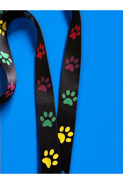 Staffy Colorful Cute Paws Neck Sling Rope and Card Holder