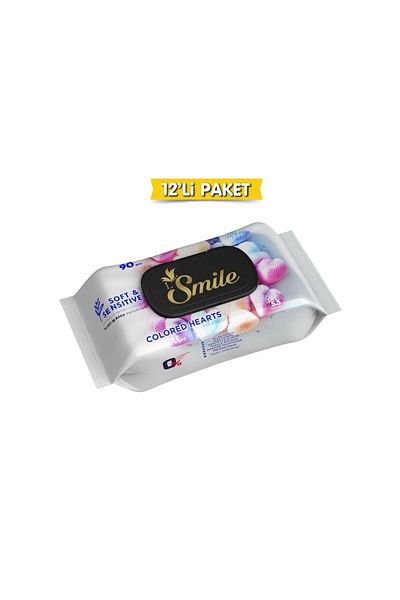 SMILE Soft&Sensitive Colored Hearts Wet Towel 12X90 12 Pack 1080 Sheets