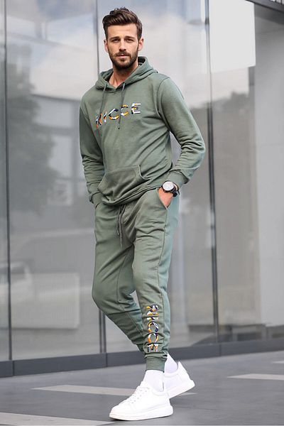 Madmext Ανδρική φόρμα στάμπας Khaki 5298