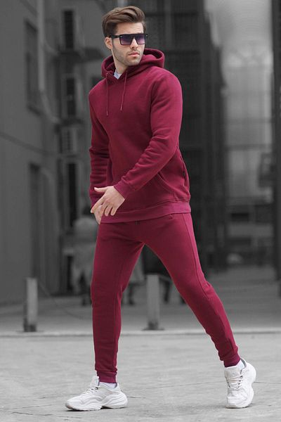 Madmext Podstawowy dres z kapturem w kolorze bordowo-czerwonym 5905