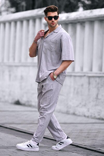 Madmext Men's Gray Shirt-Pants Set 5936