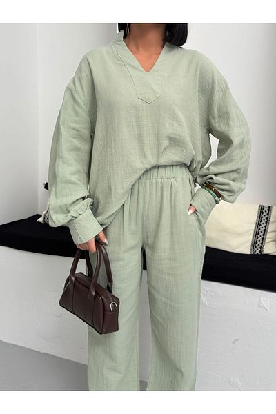 bybaharoz V-Neck Muslin Set