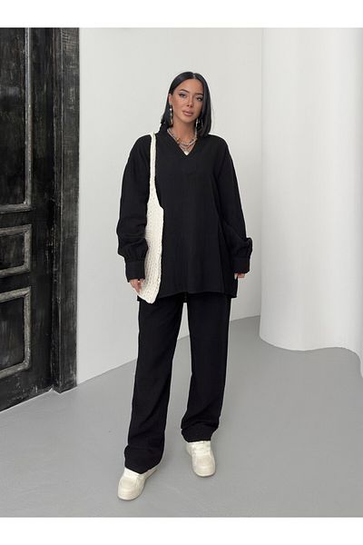 bybaharoz V-Neck Muslin Set