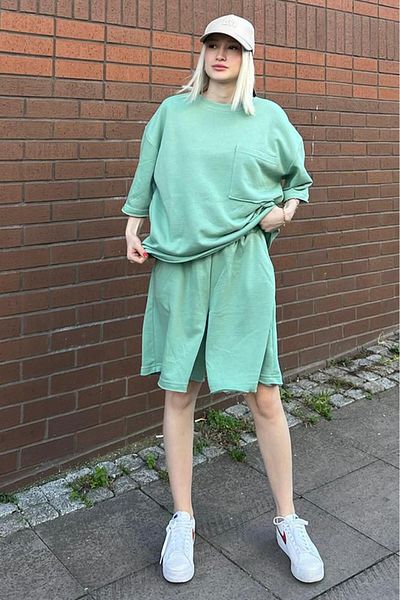Madmext Set pantaloni scurți verde mentă cu mânecă scurtă MG1981