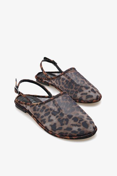LOJO Women's Thin Tulle Open Back Daily Sandals Ronsey Leopard