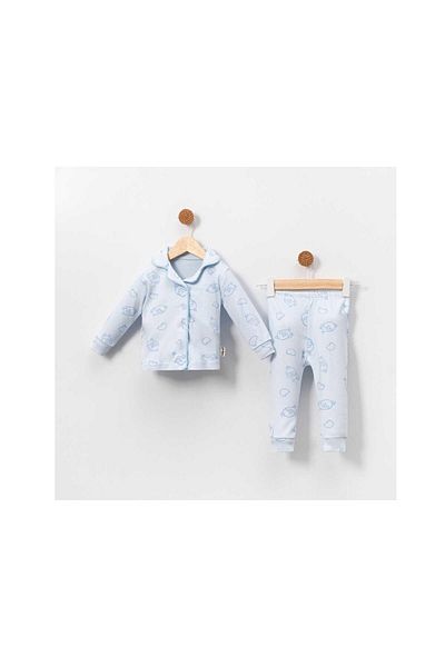 TRENDİMİZBİR Baby Girl Chick Patterned Luxury Pajama Set - Blue