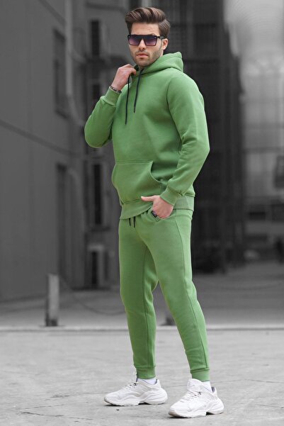 Madmext Σετ φόρμας βασικής πράσινης κουκούλας 5905