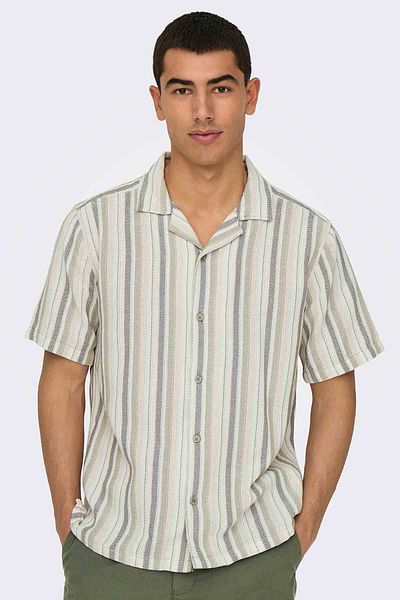 Only & Sons ONSTREV LIFE REG STRIPE SS SHIRT NOOS