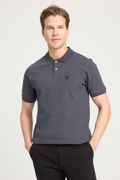 WRANGLER Men's Regular Fit Polo Anthracite Men's Short Sleeve T-Shirt