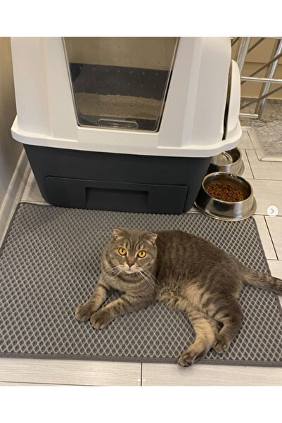 MATTCAR MattCat 75x55 Cm Açık Gri Kedi Tuvaleti Kumu Paspası Kedi Matı Tuvale...