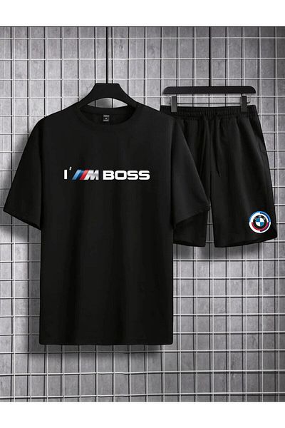 NEW TRENDY COLLECTİON Printed Unisex Oversize T-shirt and Summer Shorts Set of 2