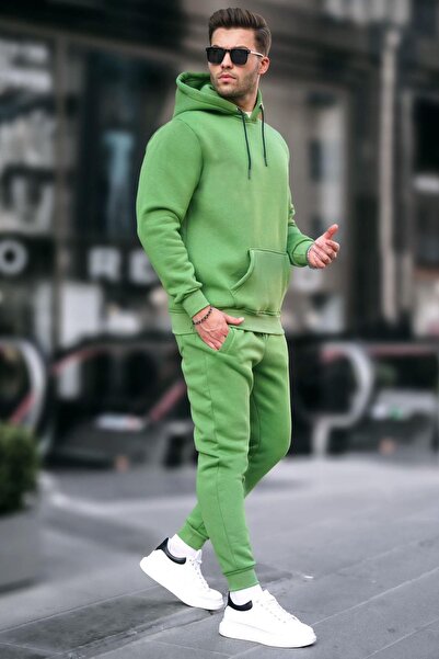 Madmext Σετ φόρμας βασικής πράσινης κουκούλας 5905