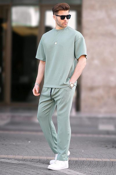 Madmext Menta zöld Oversize rövid ujjú tréningruha szett 5954