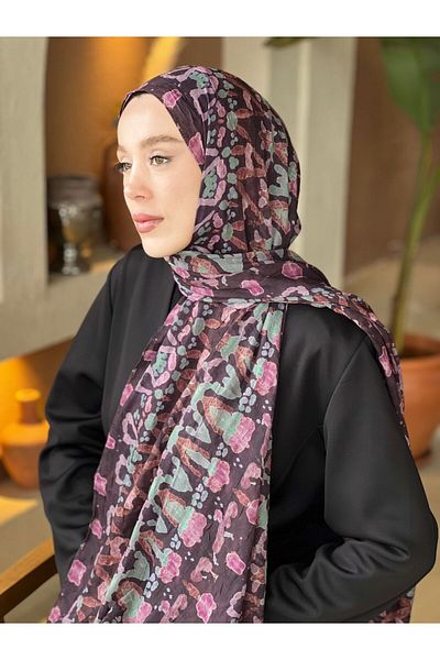 Modakaşmir Abstract Zigzag Pattern Bamboo Shawl