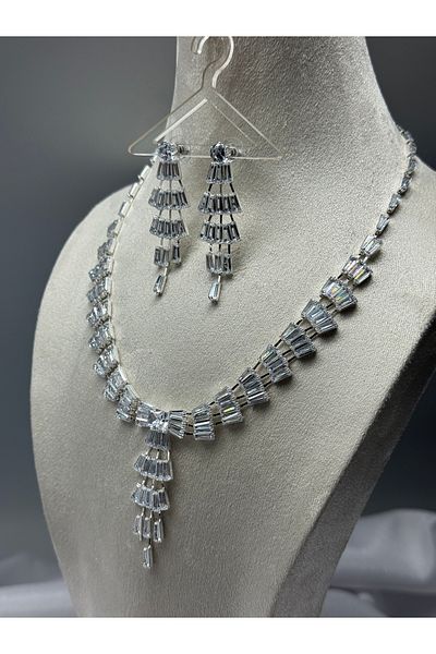 HADRA ACCESSORİES Stylish Evening Dress Necklace Earring Set Bridal Jewelry Set Engagement Set Party Invitation Set