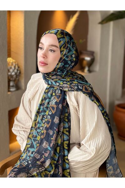 Modakaşmir Şal din bambus cu model în zig-zag abstract