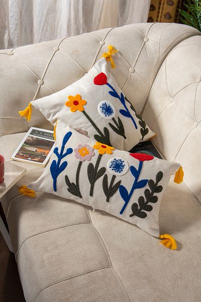 Bade Design 2-Piece Punch Embroidered Throw Pillow Cover Pillow Cover Highly Preferred
