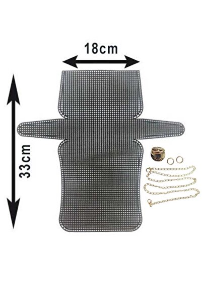 Eyfel 33x18 cm Küçük Boy Siyah Çanta Kanvası - gold Aksesuarlı Set"