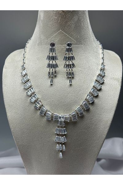 HADRA ACCESSORİES Stylish Evening Dress Necklace Earring Set Bridal Jewelry Set Engagement Set Party Invitation Set