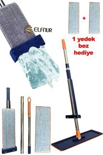 elfnur Kendinden Sıkmalı Mop Paspas Takım - 1 Adet Yedek Mikrofiber Mop Bezi ...