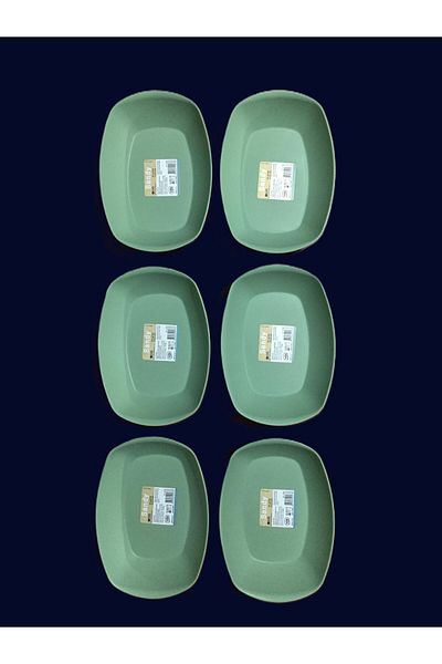 HOBBY LİFE 6-Piece Sandy Plate Oval Boat Plate -11,7 X 17 cm / 03 1268-Green