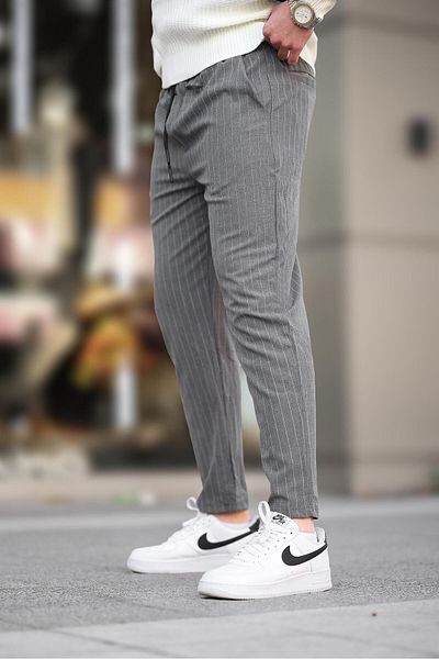 Madmext Smoked Striped Men's Fabric Trousers 6537