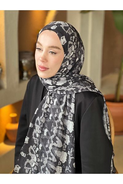 Modakaşmir Abstract Zigzag Pattern Bamboo Shawl