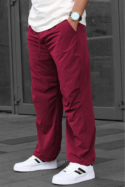 Madmext Herren-Fallschirmhose 6504 – Weinrot, reguläre Passform